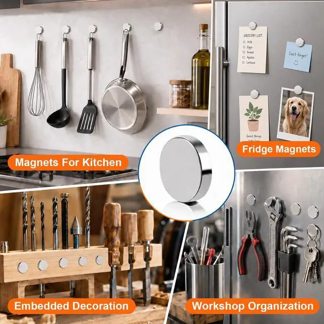 Alt view image 5 of 5 - 50Pcs Magnets for Crafts,5 Different Sizes Small Rare Earth Magnets,Mini Tiny Strong Round Neodymium Magnet for 3D Printing Refrigerator,Whiteboard,DIY,Office,School and Home Kitchen