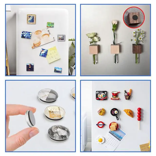 Alt view image 6 of 7 - Round Magnets with Adhesive Backing, 30 Pieces Strong Adhesive Magnet Dots (Diameter 0.8 x 0.08) Anisotropic Circle Magnets for DIY, Art Projects, whiteboards & Fridge