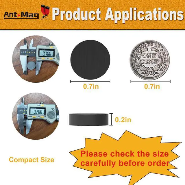 Alt view image 2 of 6 - Ceramic Magnets for Crafts Round Black Industrial Magnets for DIY Projects for Fridge and Whiteboard, 64pcs