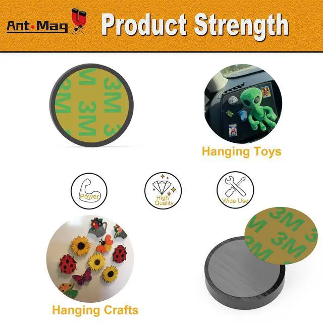 Alt view image 3 of 6 - Ceramic Magnets for Crafts Round Black Industrial Magnets for DIY Projects for Fridge and Whiteboard, 64pcs