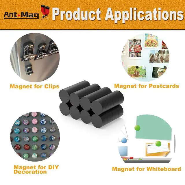Alt view image 5 of 6 - Ceramic Magnets for Crafts Round Black Industrial Magnets for DIY Projects for Fridge and Whiteboard, 64pcs
