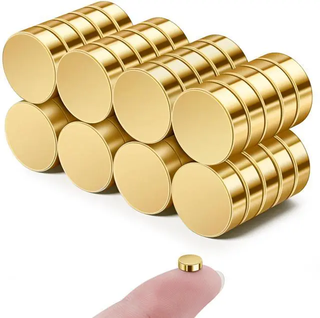 Main image of 40 Pcs Refrigerator Magnets, 6x2mm Small Round Fridge Magnets, Multi-Use Premium Neodymium Tiny Circle Magnets, for Whiteboard, Billboard, Crafts, DIY, Home, Kitchen, Office, School (Gold)