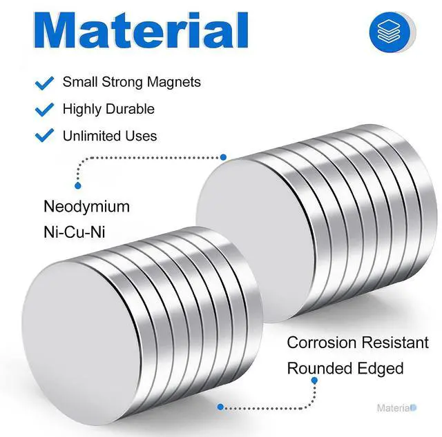 Alt view image 5 of 7 - 12 Pieces Strong Magnets, 20x3mm Heavy Duty Small Neodymium Disc with Adhesive Backing, Permanent Rare Earth Magnets for Fridge, DIY, Crafts, Board, Scientific