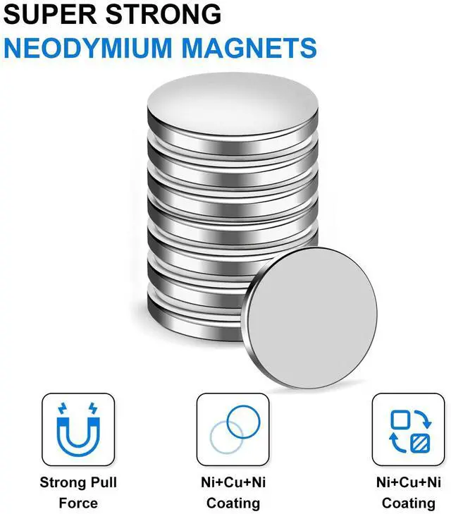 Alt view image 6 of 7 - 12 Pieces Strong Magnets, 20x3mm Heavy Duty Small Neodymium Disc with Adhesive Backing, Permanent Rare Earth Magnets for Fridge, DIY, Crafts, Board, Scientific