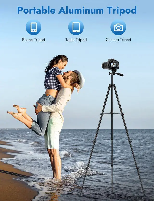 Alt view image 7 of 7 - 67" Tripods Camera Tripod, Phone Tablet Tripod for Video Recording Vlog Photo with Remote Carry Bag, Aluminum Lightweight Travel Tripods