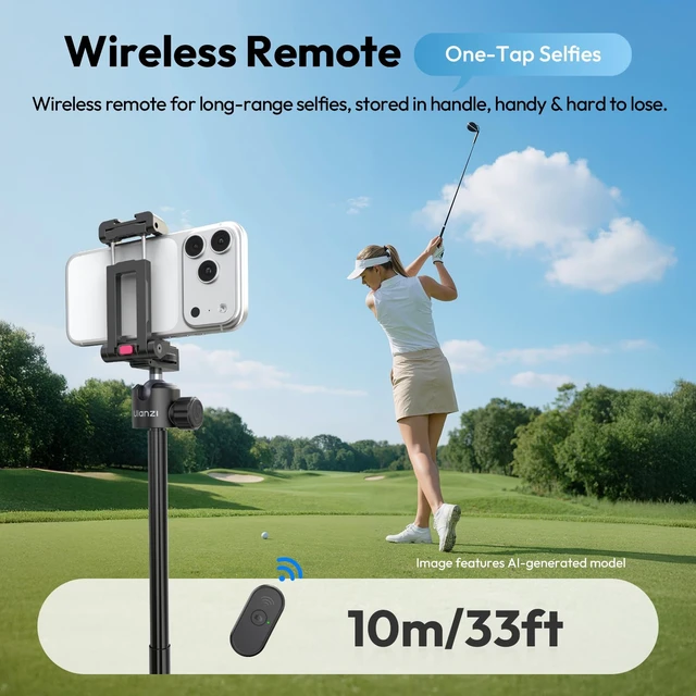 Alt view image 5 of 7 - MT-44B Phone Tripod, 59'' Auto Open Phone Stand Dual Camera Set up | 360° Ball Head, Extendable Selfie Stick w Cold Shoe, Stable Four-Leg for Filming Vlog Travel, Family Gatherings