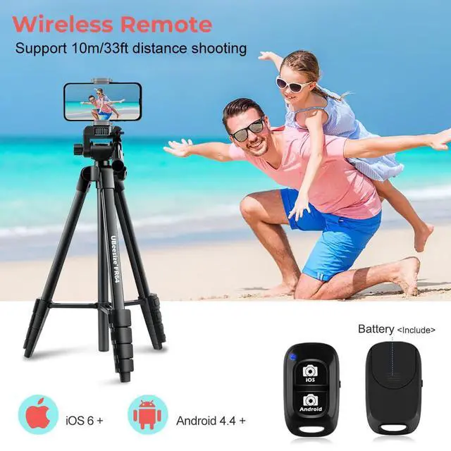 Alt view image 6 of 7 - 64'' Camera & iPad Tripod, Tripod for iPad & iPhone with Carry Bag, Tablet Tripod with Remote and 2 in 1 Phone Holder for Video Recording, Live Stream, Photography, Travel