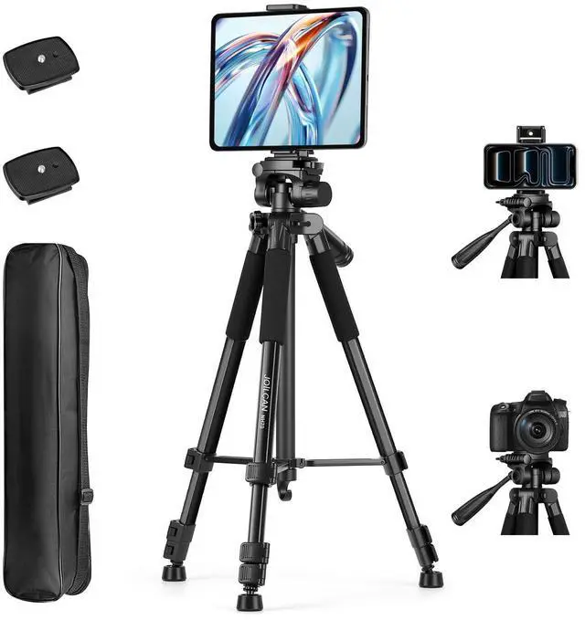 Main image of 67" Phone iPad Tripod, Professional Camera Tripod Stand for Tablet iPhone with 2-in-1 Holder & Carry Bag, Extendable Travel Tripod for Cellphone Camera Video Recording Live Stream Vlogging