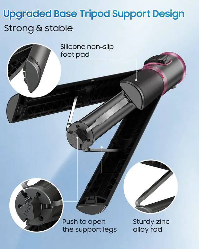 Alt view image 3 of 7 - 67" Selfie Stick Tripod, All in One Phone Tripod with Wireless Remote, Extendable Compact Tripods Portable Travel Stand for iPhone Android Selfie/Video Recording/Live Stream/Vlog