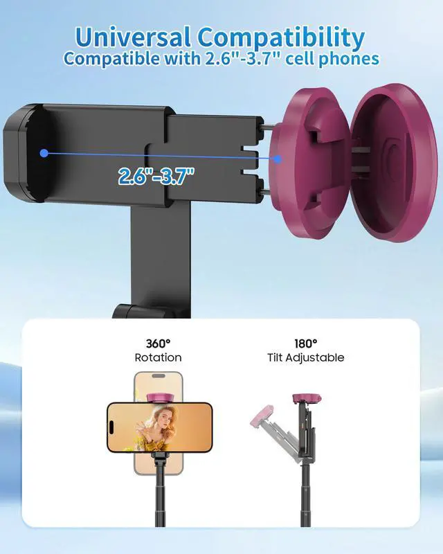 Alt view image 5 of 7 - 67" Selfie Stick Tripod, All in One Phone Tripod with Wireless Remote, Extendable Compact Tripods Portable Travel Stand for iPhone Android Selfie/Video Recording/Live Stream/Vlog