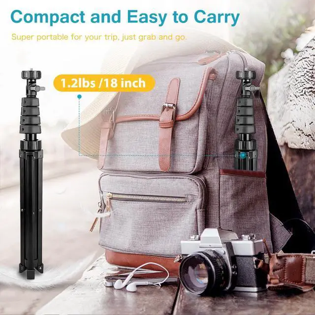 Alt view image 5 of 7 - 67" Phone Tripod, Extendable Cell Phone and Camera Tripod Stand with Wireless Remote & Phone Holder, Aluminum Selfie Stick Tripod