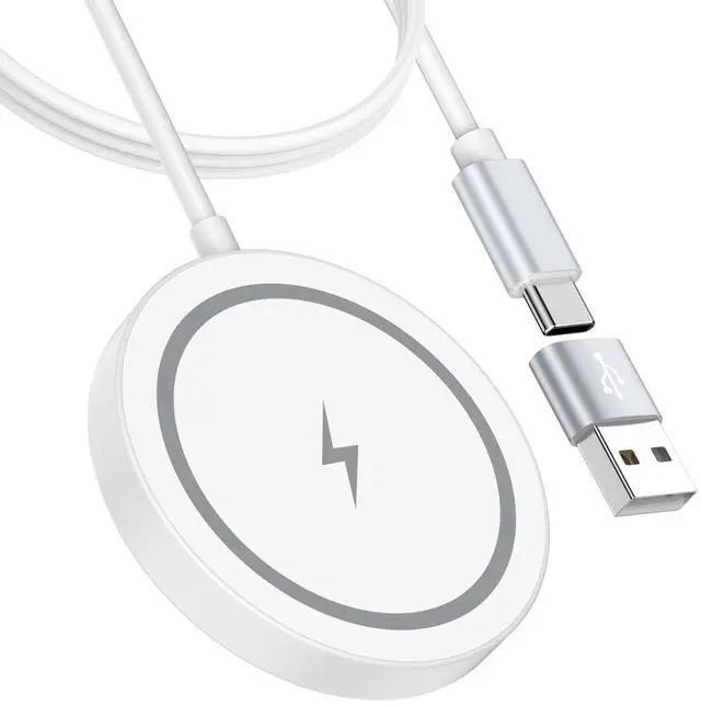 Main image of Magnetic Wireless Charger for iPhone Mag-Safe Charger Pad for iPhone 17 Pro Max/16/15/14/13/Samsung Galaxy S26 Ultra/S26/S25/S24/S23/S22/S21/S20/15W Wireless Magnetic Charger with USB C to A Adapter