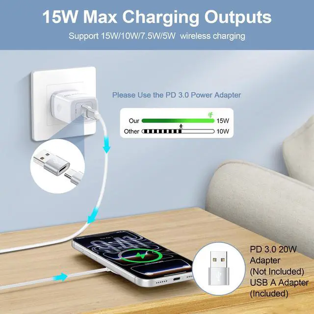 Alt view image 5 of 7 - Magnetic Wireless Charger for iPhone Mag-Safe Charger Pad for iPhone 17 Pro Max/16/15/14/13/Samsung Galaxy S26 Ultra/S26/S25/S24/S23/S22/S21/S20/15W Wireless Magnetic Charger with USB C to A Adapter