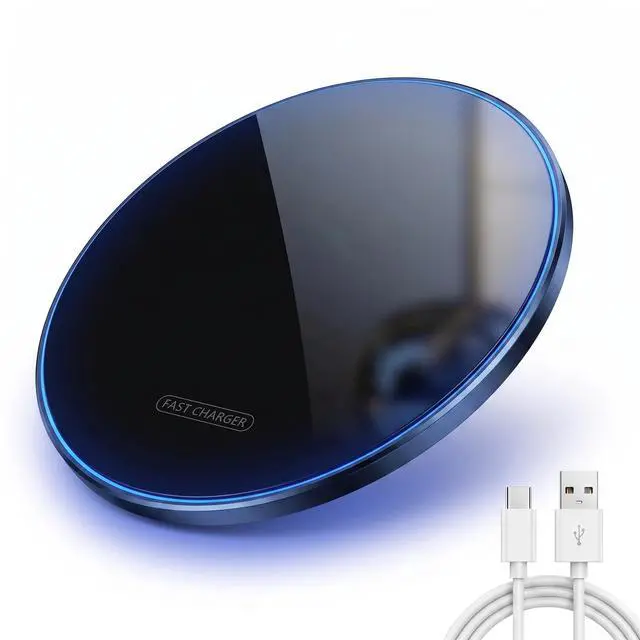 Main image of 15W Ultra-Slim Wireless Charging Pad, Fast Charging Compatible with iPhone 12-17 Samsung, Silent & Portable for Bedside Travel