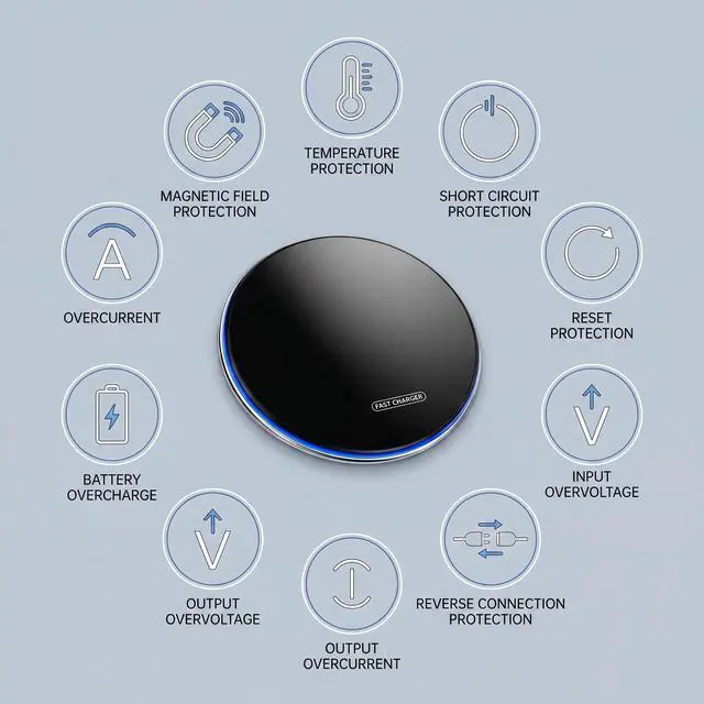 Alt view image 3 of 7 - 15W Ultra-Slim Wireless Charging Pad, Fast Charging Compatible with iPhone 12-17 Samsung, Silent & Portable for Bedside Travel