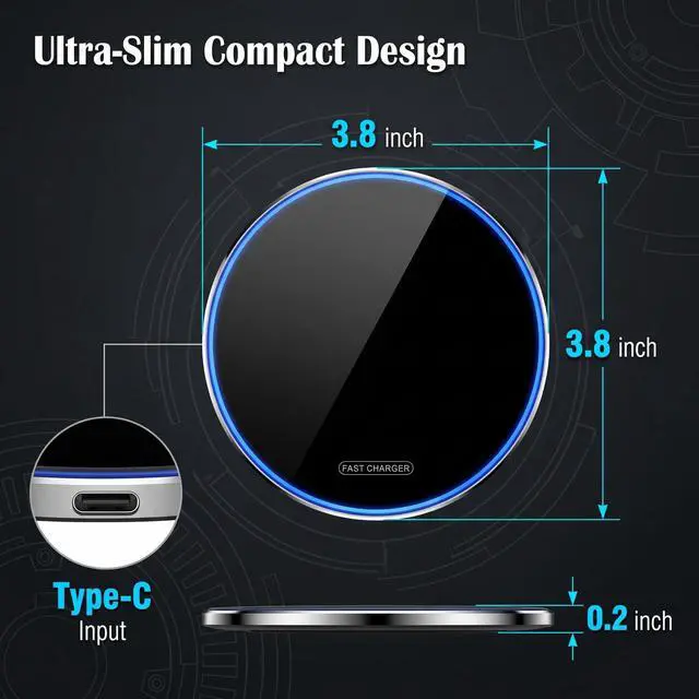 Alt view image 4 of 7 - 15W Ultra-Slim Wireless Charging Pad, Fast Charging Compatible with iPhone 12-17 Samsung, Silent & Portable for Bedside Travel