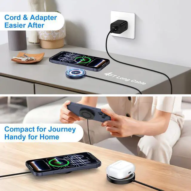 Alt view image 4 of 7 - Magnetic Wireless Charger 15W for Samsung S26Ultra S26+ S26 MagSafe Charger