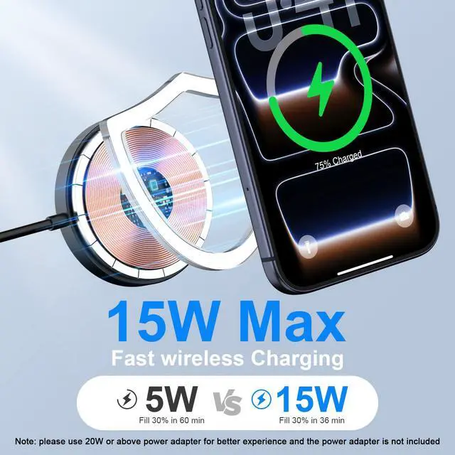 Alt view image 5 of 7 - Magnetic Wireless Charger 15W for Samsung S26Ultra S26+ S26 MagSafe Charger
