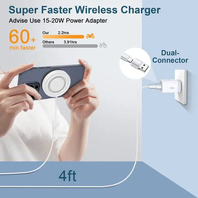 Alt view image 2 of 7 - 15W Magnetic Wireless Charger Fast Charging Pad for iPhone 17e/17 Pro Max/17 Pro/17/16 Pro Max/16 Plus/16 Pro/16 15 14 13 12, Wireless Phone Charger for Samsung Galaxy S26 Ultra/S26+/S26/S25 FE/S25