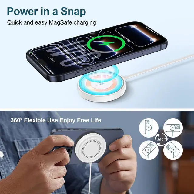 Alt view image 3 of 7 - 15W Magnetic Wireless Charger Fast Charging Pad for iPhone 17e/17 Pro Max/17 Pro/17/16 Pro Max/16 Plus/16 Pro/16 15 14 13 12, Wireless Phone Charger for Samsung Galaxy S26 Ultra/S26+/S26/S25 FE/S25