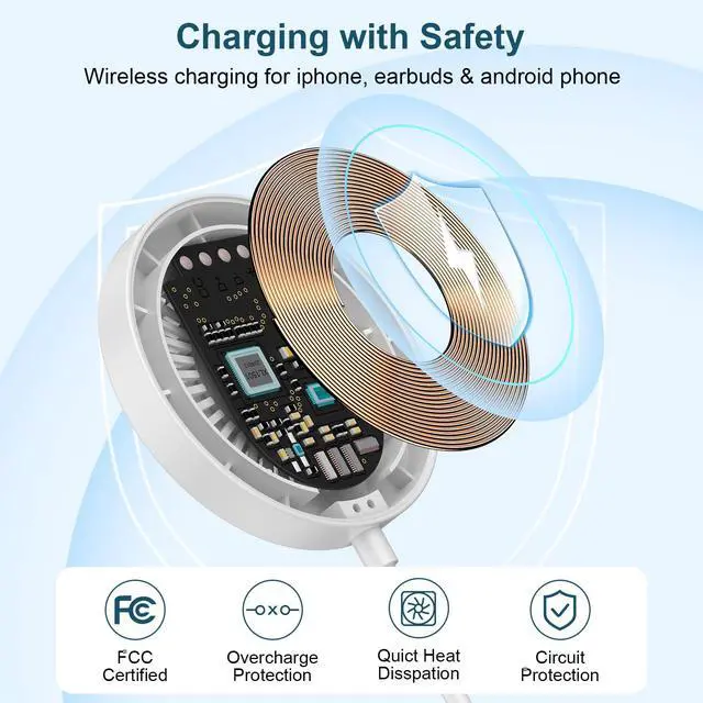 Alt view image 5 of 7 - 15W Magnetic Wireless Charger Fast Charging Pad for iPhone 17e/17 Pro Max/17 Pro/17/16 Pro Max/16 Plus/16 Pro/16 15 14 13 12, Wireless Phone Charger for Samsung Galaxy S26 Ultra/S26+/S26/S25 FE/S25