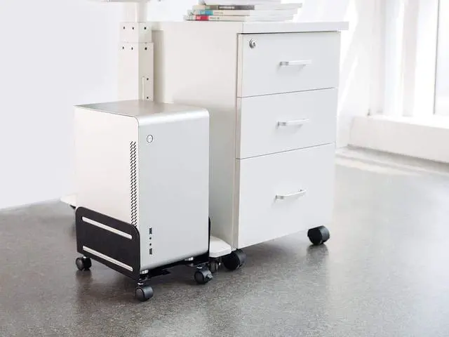 Alt view image 5 of 6 - Steel Computer PC Tower Mobile Stand - Steel Construction, Black Powder-Coated - Workstream Collection, Alloy steel