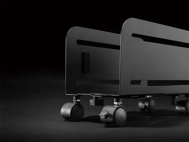 Alt view image 6 of 6 - Steel Computer PC Tower Mobile Stand - Steel Construction, Black Powder-Coated - Workstream Collection, Alloy steel