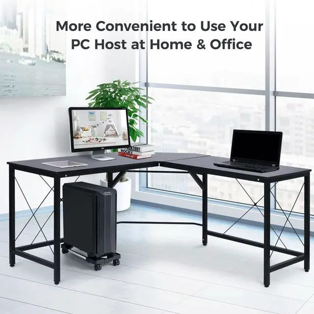 Alt view image 6 of 7 - Computer Tower Stand,Hmseng Adjustable Mobile CPU Stand with 4 Rolling Caster Wheels, PC Tower Stand Fits Most PC Under Desk-Black