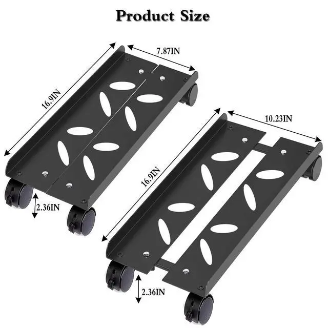Alt view image 2 of 7 - Adjustable Mobile CPU Stand with 4 Caster Wheels - Ventilated Tower Stand, Fits Most PCs - Under Desk CPU Holder, PC Floor Cart, Riser for Gamers and Students