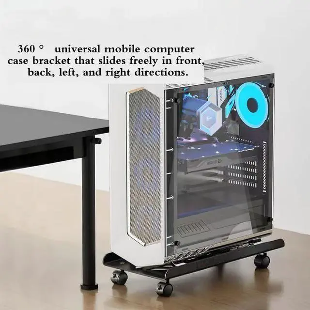 Alt view image 5 of 7 - Adjustable Mobile CPU Stand with 4 Caster Wheels - Ventilated Tower Stand, Fits Most PCs - Under Desk CPU Holder, PC Floor Cart, Riser for Gamers and Students