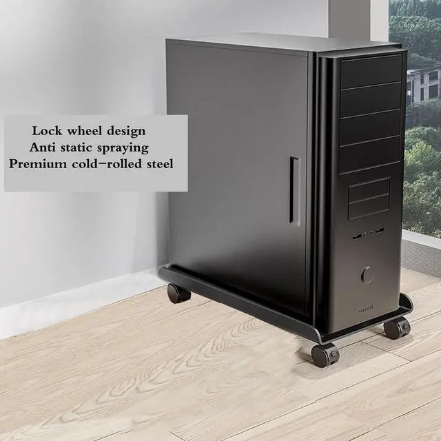 Alt view image 6 of 7 - Adjustable Mobile CPU Stand with 4 Caster Wheels - Ventilated Tower Stand, Fits Most PCs - Under Desk CPU Holder, PC Floor Cart, Riser for Gamers and Students