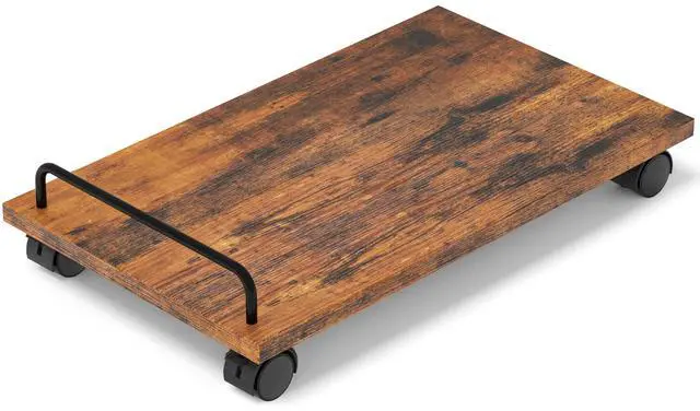 Main image of Mobile CPU Stand, Computer Tower Stand with 4 Caster Wheels, Under Desk PC Cart for Floor, Industrial PC Tower Holder for Carpet, for Office, Rustic Brown