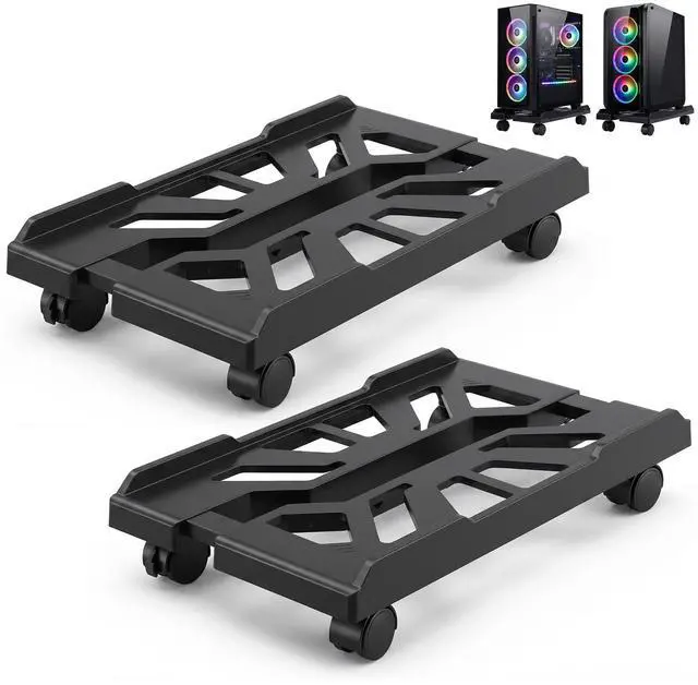 Main image of Adjustable Mobile PC Tower Stand, Under Desk Computer Tower Stand 4 Rolling Caster Wheels, Heavy-Duty PC Stands for Carpet, Ventilated CPU Holder for Most Gaming PCand Office Desks