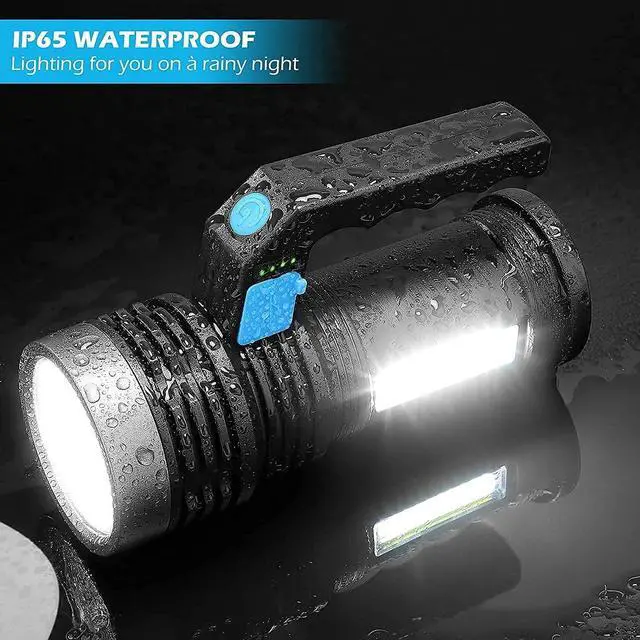 Alt view image 4 of 7 - LED Flashlight USB Rechargeable Spotlight 4 Modes with Side Light