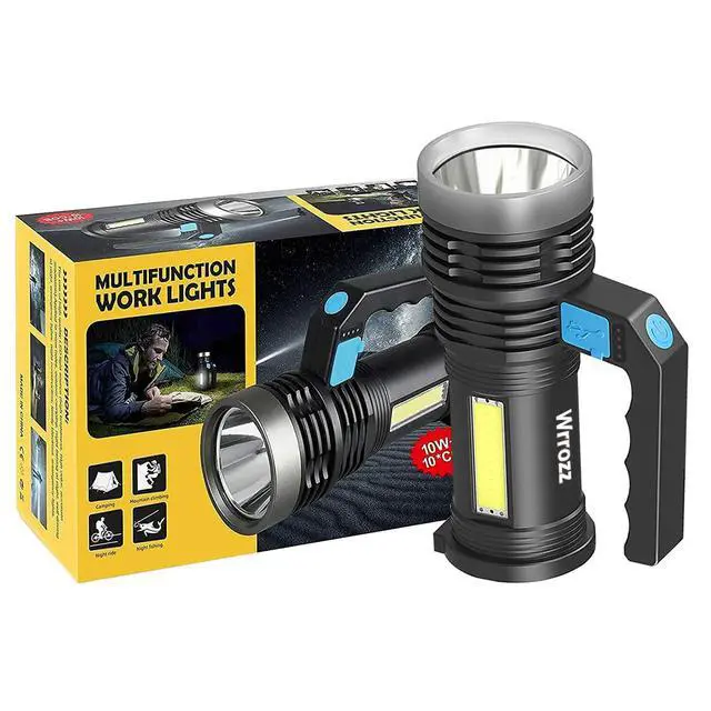 Alt view image 3 of 7 - LED Flashlight USB Rechargeable Spotlight 4 Modes with Side Light