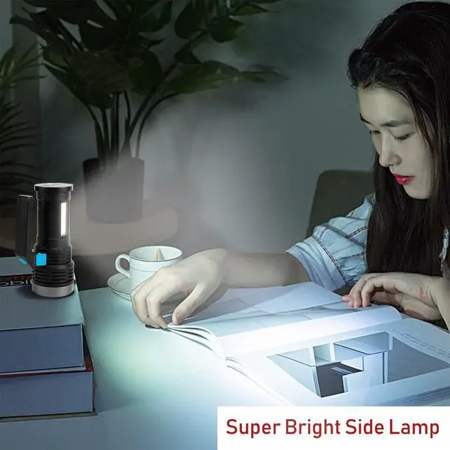 Alt view image 7 of 7 - LED Flashlight USB Rechargeable Spotlight 4 Modes with Side Light