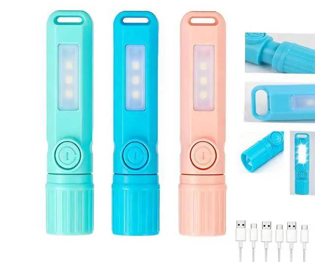 Main image of 3 Pack Rechargeable Flashlights USB C Mini LED Flashlights, Camping Lantern Combo Flashlight, Ultralight Zoomable Flashlight for Gift Camping Hiking Night Reading Halloween Gifts Stocking Stuffers