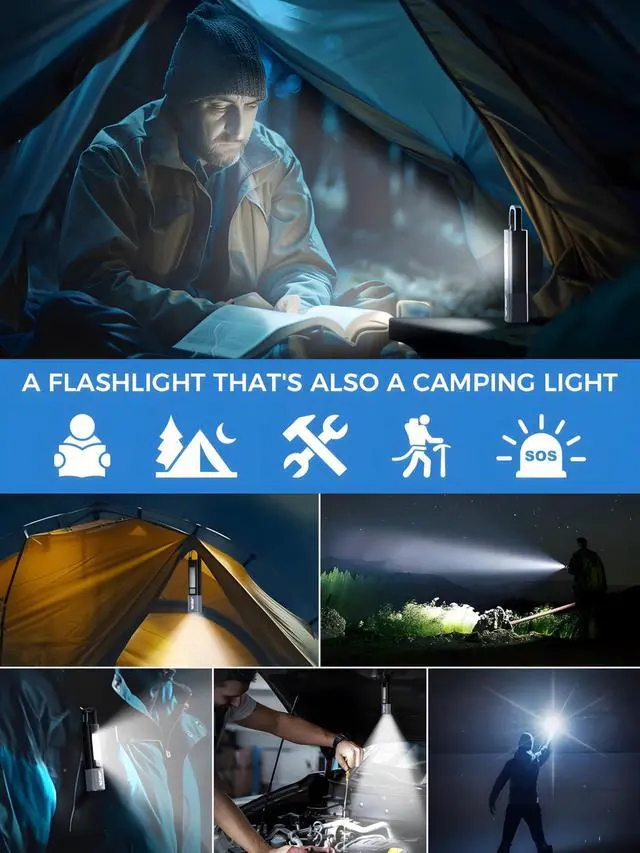 Alt view image 7 of 7 - 1200mAh Portable Torch LED Work Light, COB Side G1 Flash Light, 3 Modes Zoomable Focus White Waterproof Powerful Super Bright EDC, Outdoor Emergency, Mini-Rechargeable, Camping Flashlight (1, Black)