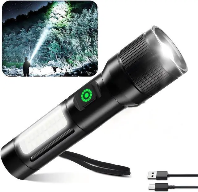 Main image of Rechargeable Flashlight High Lumens,8000LM Super Bright Flash Light with 6 Modes& Adjustable Focus, Adjustable Powerful Handheld LED Flashlight for Home Camping,Torch, Handheld Torches