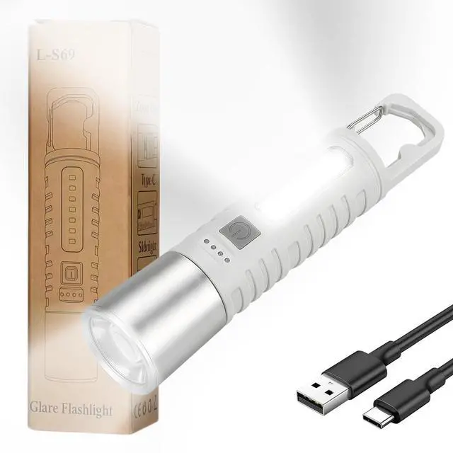 Main image of Rechargeable Flashlight Camping Light: Ultra Bright COB Side Light LED Light with Adjustable Focal Length 5-Mode Perfect for Emergency, Hunting & Camping, IPX4 Waterproof (1)