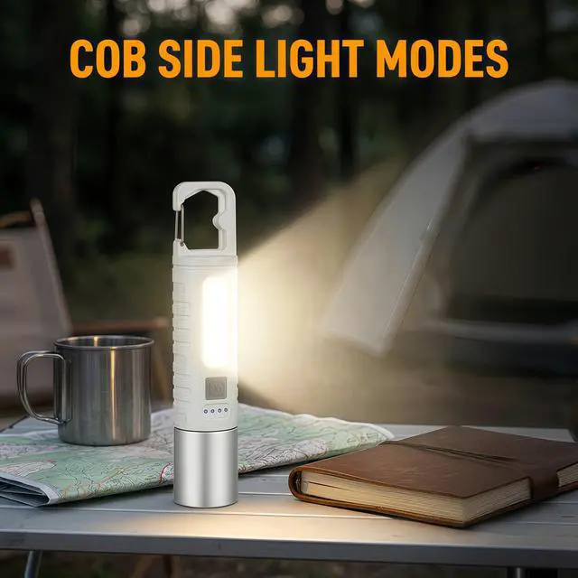 Alt view image 3 of 6 - Rechargeable Flashlight Camping Light: Ultra Bright COB Side Light LED Light with Adjustable Focal Length 5-Mode Perfect for Emergency, Hunting & Camping, IPX4 Waterproof (1)