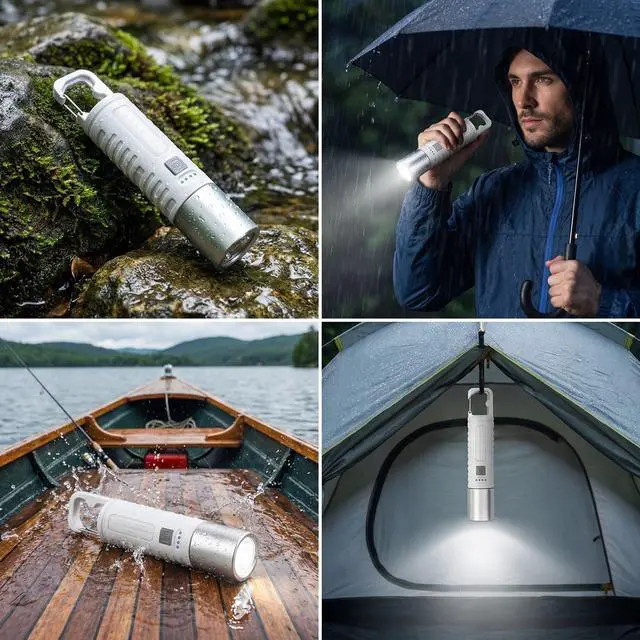Alt view image 6 of 6 - Rechargeable Flashlight Camping Light: Ultra Bright COB Side Light LED Light with Adjustable Focal Length 5-Mode Perfect for Emergency, Hunting & Camping, IPX4 Waterproof (1)