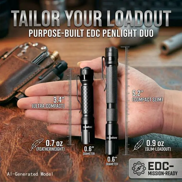 Alt view image 2 of 6 - Mini Flashlight 3 Modes Small Flashlights LED Powerful High Lumens Tactical Pen Light with Clip,Slim Portable Pocket Compact Torch for Emergency Inspection AAA Battery Water-Resistant(3.4 & 5.2 inch)