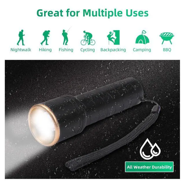 Alt view image 5 of 7 - 2 Small Rechargeable Flashlights USB-C, 4.1in Zoomable LED Flashlight High Lumen, Compact, Powerful, Portable LED Torch, Pocket-Size Bright Tactical Flashlight for Emergency, Camping, Hiking