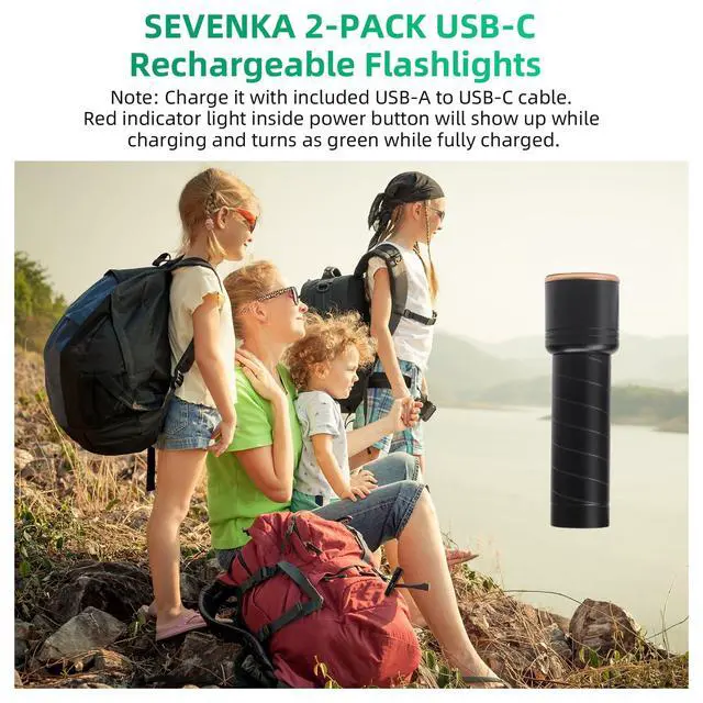 Alt view image 7 of 7 - 2 Small Rechargeable Flashlights USB-C, 4.1in Zoomable LED Flashlight High Lumen, Compact, Powerful, Portable LED Torch, Pocket-Size Bright Tactical Flashlight for Emergency, Camping, Hiking