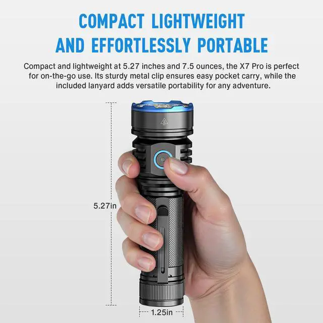 Alt view image 7 of 7 - Flashlight Rechargeable 1 Pack, Super Bright Rechargeable Flashlights High Lumens, Adjustable 3 Lighting Modes with 7 Big LED Flashlight, Waterproof Flash Light for Home, Camping, Emergency