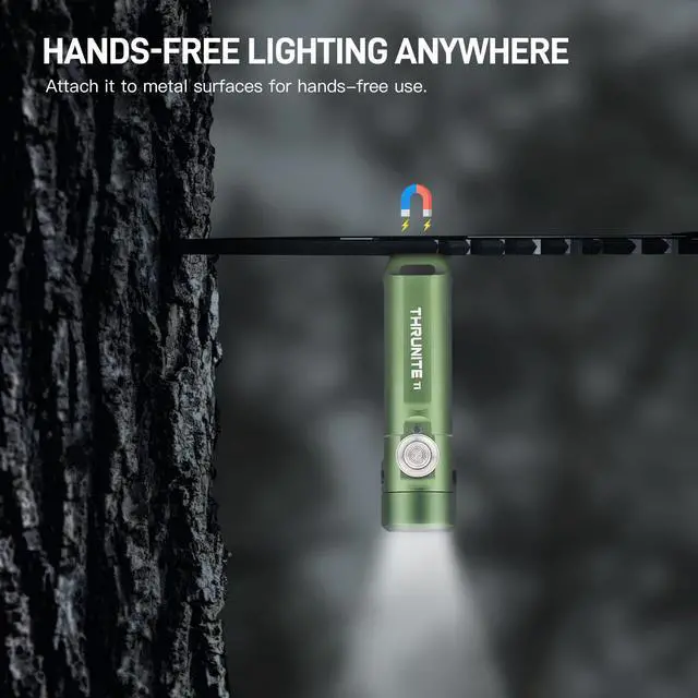 Alt view image 3 of 7 - Ti Keychain Flashlight, USB-C Rechargeable Mini Flashlight, 650 Lumens with Magnetic Tailcap, IPX-6 Waterproof EDC Pocket Light for Camping, Everyday Carry (Dark Green)