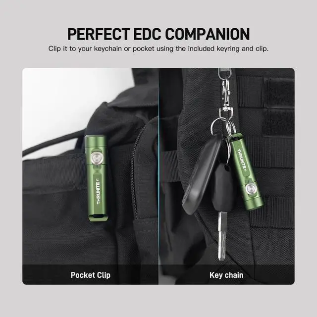 Alt view image 4 of 7 - Ti Keychain Flashlight, USB-C Rechargeable Mini Flashlight, 650 Lumens with Magnetic Tailcap, IPX-6 Waterproof EDC Pocket Light for Camping, Everyday Carry (Dark Green)
