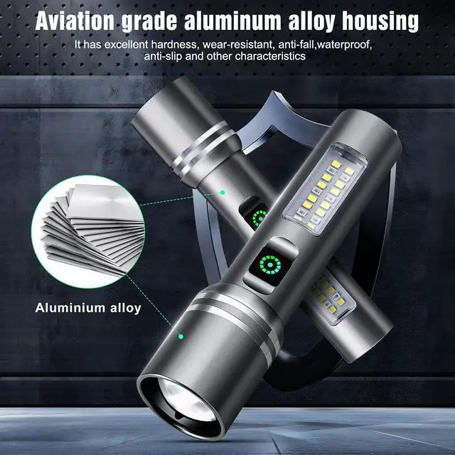 Alt view image 6 of 7 - Flashlight High Lumens Rechargeable, 3000 Lumen Super Bright Led Flashlights with 6 Light Modes, IPX6 Waterproof, Powerful Handheld Flash Light for Camping Home Emergencies 2 Pack