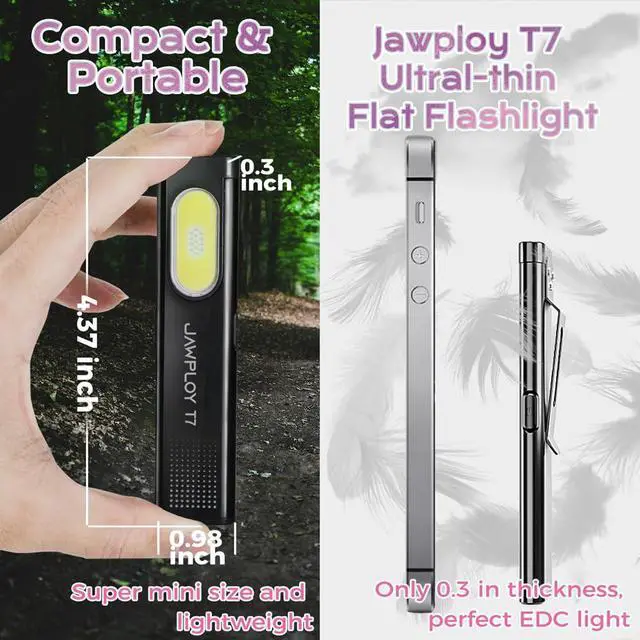 Alt view image 5 of 7 - Pocket Flashlight Rechargeable EDC Flashlight, 675LM, Dual Light Source with 7 Modes/Red & Blue Strobe, Clip-on Light, IPX4 Magnetic LED Flashlight for Emergency, Signaling/Cycling/Outdoor